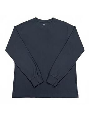 Uniqlo Mens Brushed Cotton Long Sleeve T Shirt Gray Size Large